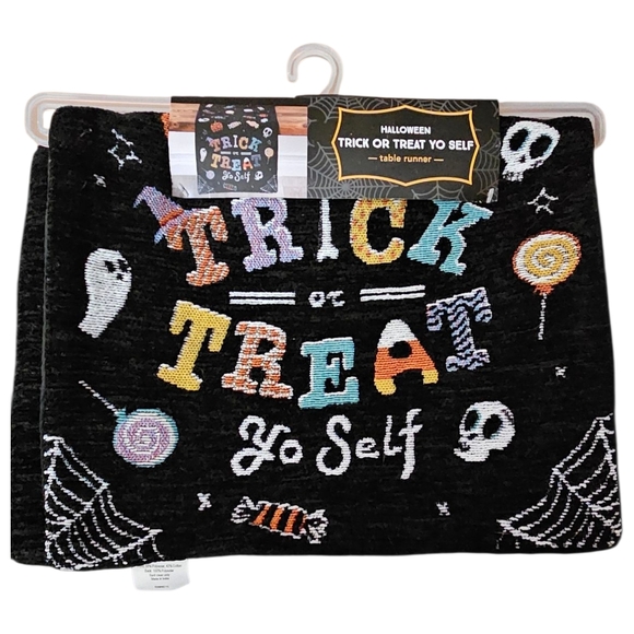 Unbranded Other - Halloween Trick or Treat Yo Self Table Runner - Black, Orange, Yellow, White NWT